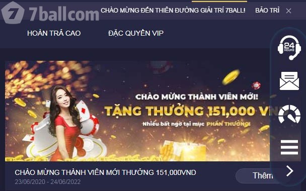 khuyến mãi 7ball Chào mừng Thành viên mới thưởng lên đến 151,000VND